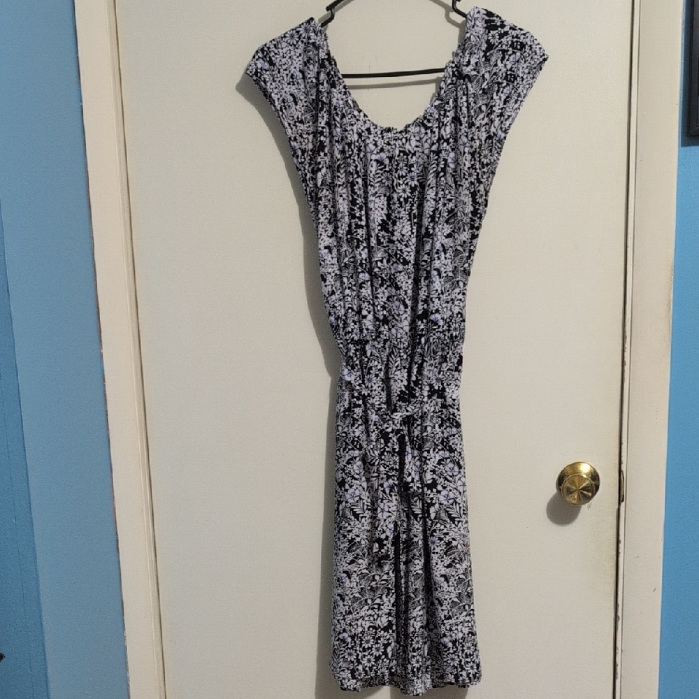 LC Lauren Conrad Blue and White Wrap Midi Dress